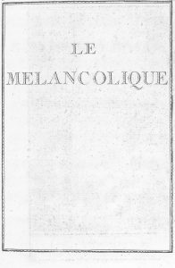 S.3.25 Le melancolique, 1772, Title Page
